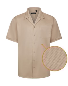 Bigdude Waffle Knit Short Sleeve Shirt Beige